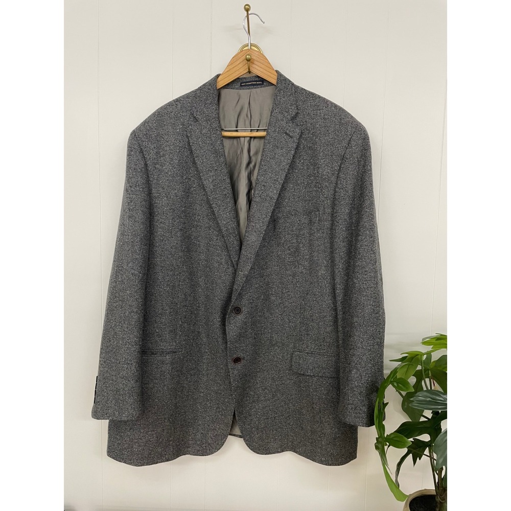 Hart Schaffner Marx Mens Grey Wool Silk Blend 2 Button Blazer Sport Coat